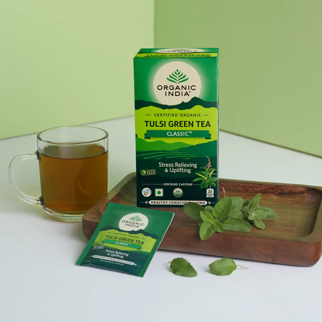 Organic India Classic Tulsi Green Tea - Loose Leaves, 100% Organic Blend of Tulsi and Green Tea, Rich in Antioxidants, Supports Immunity, Stress Relief, and Overall Wellness|GREEN TEA|healthymap.in
