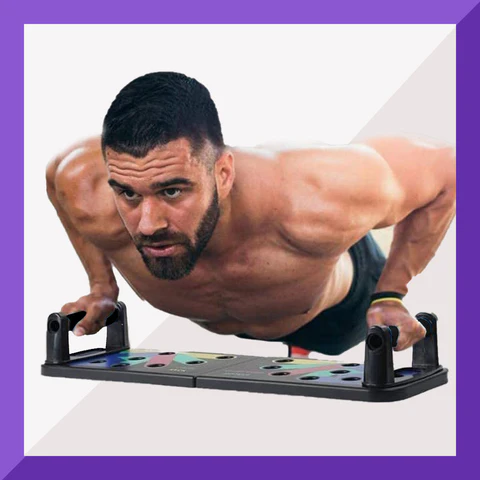 Push-up board with multiple color-coded positions for targeted muscle training, featuring a sturdy, non-slip surface and ergonomic handles for a comfortable and effective workout|affordable home workout equipments|healthymap.in