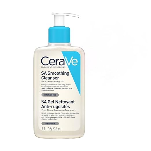 CeraVe SA Smoothing Cleanser 236ml bottle for dry, rough, and bumpy skin care

